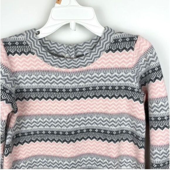 Janie and Jack Fair Isle Sweater Dress Pink Gray Bell Sleeve Zip Pockets Size 4 - Picture 5 of 10